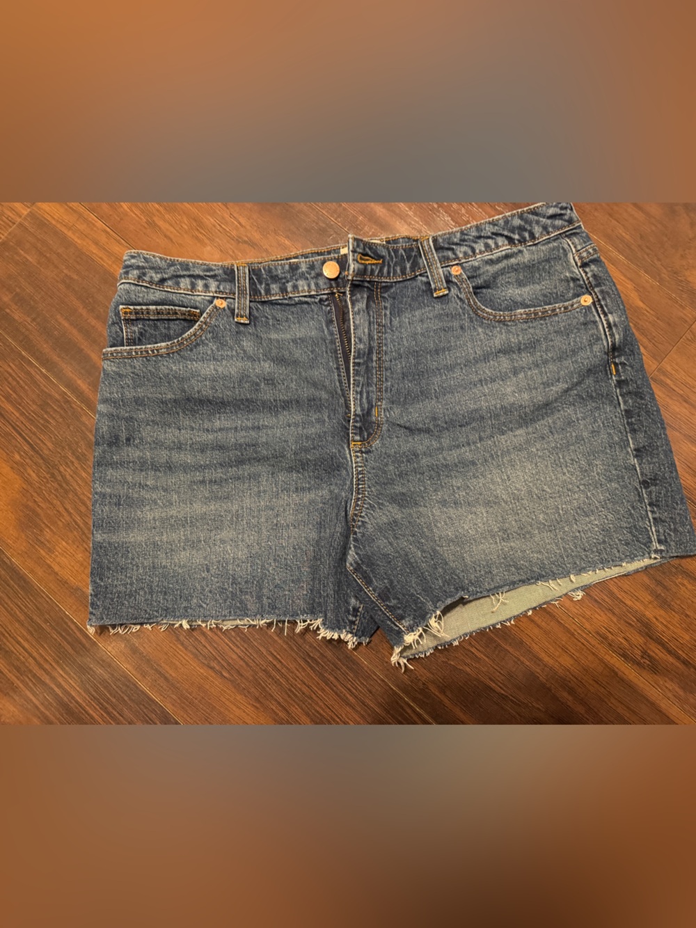 Universal Thread Denim shorts with Frayed Hem - Blue